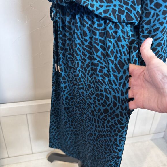 Chico's Travelers Boho Teal Black Leopard Print Dress Size 8/10 - Picture 6 of 16